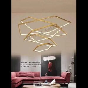 lampu gantung modern minimalis LED Linear 5 Ring DCP-80090-5-GD