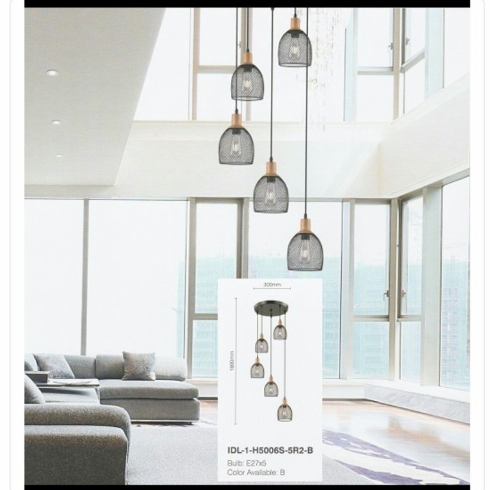lampu gantung minimalis IDL-1-H5006S-5R2-B