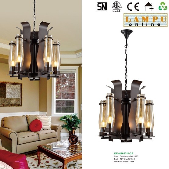 lampu gantung klasik modern semprong DE-H9027-5-CF