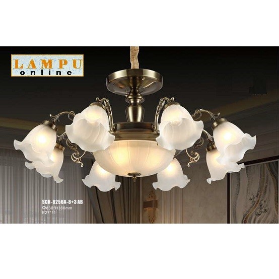lampu gantung hias SCH-8256A-8+3-AB