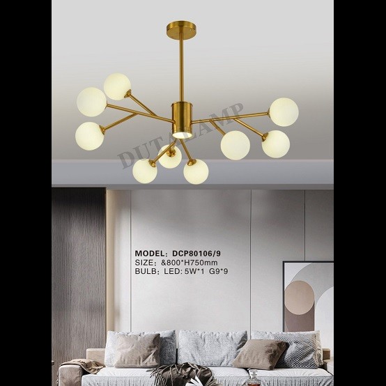 lampu gantung minimalis bola kaca susu DCP-80106-9