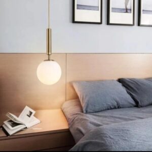 lampu gantung satuan modern minimalis bola kaca susu DCP-80019-1S-150