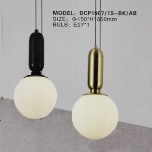 lampu gantung satuan modern minimalis bola kaca susu DCP-1907-1S