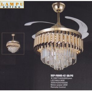 lampu kipas ceiling fan modern kristal SCP-F6005-42