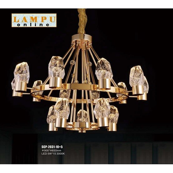 lampu gantung modern vintage crystal LED SCP-2031-10+5
