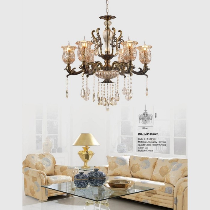 lampu gantung crystal chandelier klasik IDL-1-H51926-6