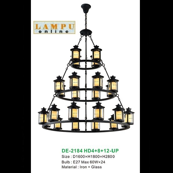 lampu gantung void minimalis hitam simple DE-2184-HD4-8-12-UP