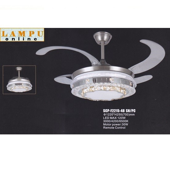 lampu kipas ceiling fan modern minimalis SCP-F2215-48-SN-PC