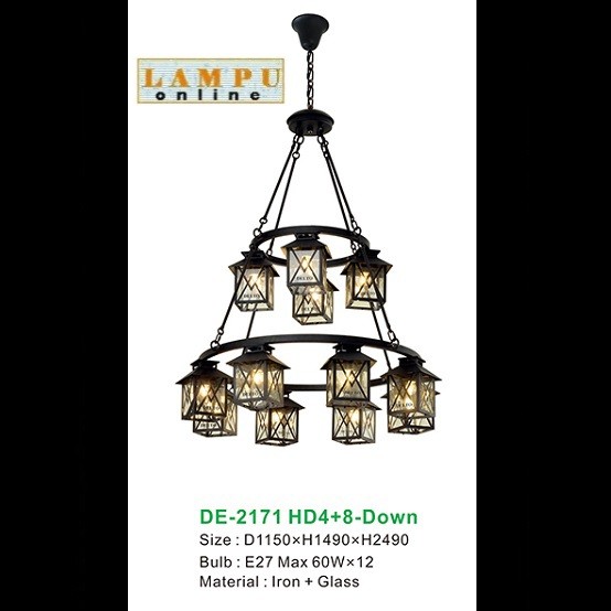 lampu gantung minimalis hitam simple DE-2171-HD4-8-DOWN