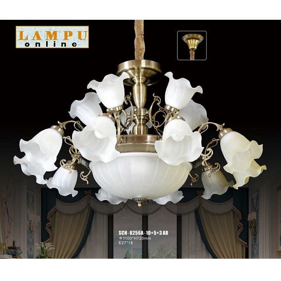 lampu gantung hias SCH-8256A-10+5+3-AB