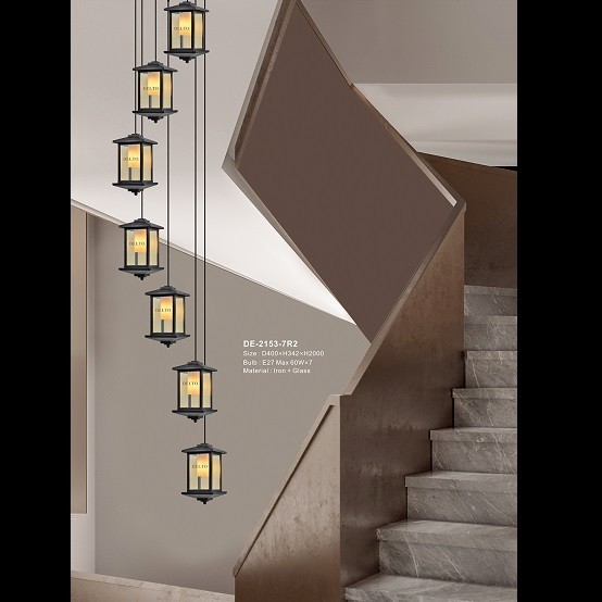 lampu gantung minimalis hitam simple DE-2153-7R2