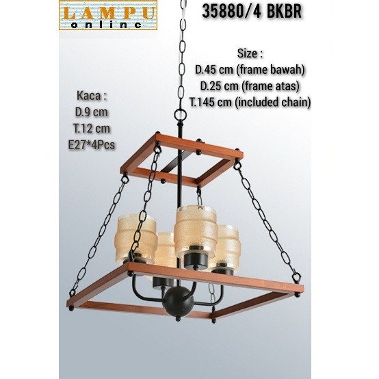 lampu gantung modern minimalis segi L35880-4-BKBR