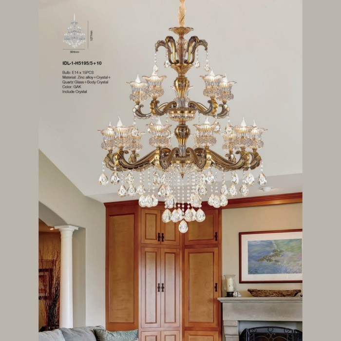 lampu gantung crystal chandelier klasik IDL-1-H5195-5-10