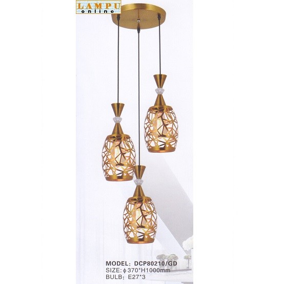 lampu gantung minimalis modern turun 3 DCP-80210-3-GD