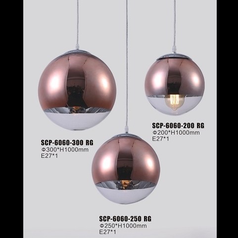 lampu gantung kaca rosegold & clear full kaca SCP-6060