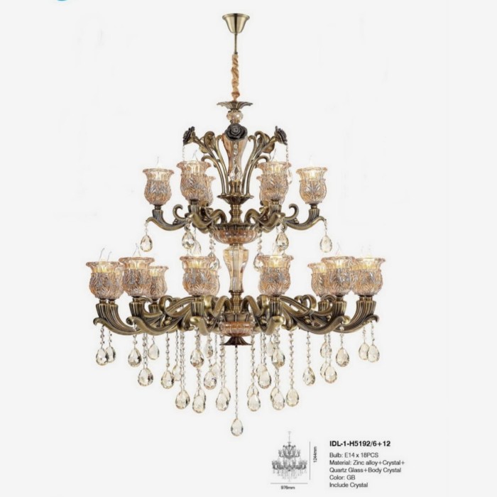 lampu gantung crystal chandelier klasik IDL-1-H5192-6-12
