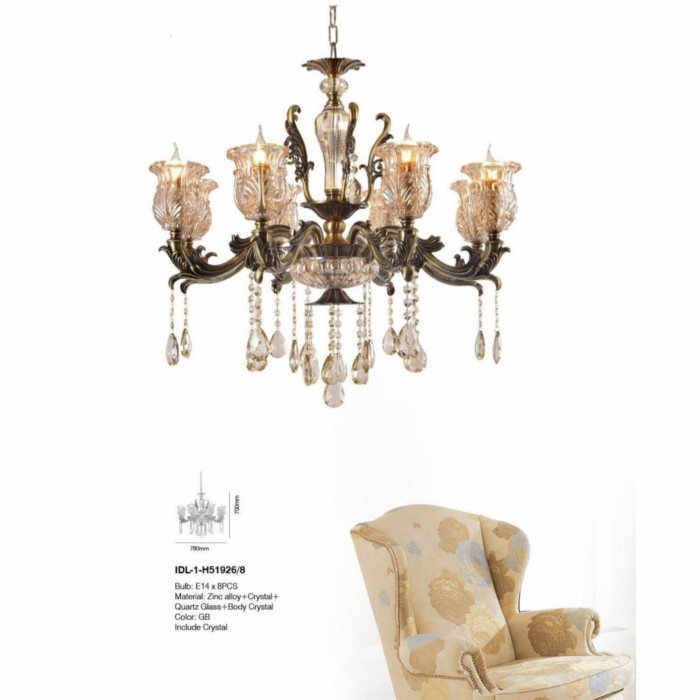 lampu gantung crystal chandelier klasik IDL-1-H51926-8