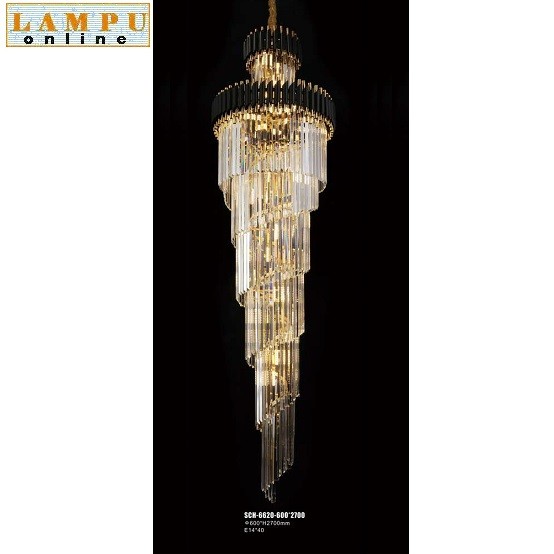 lampu gantung crystal modern black SCH-6620-600-2700