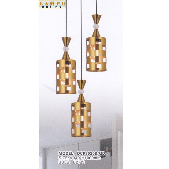 lampu gantung minimalis modern turun 3 DCP-80208-3-GD