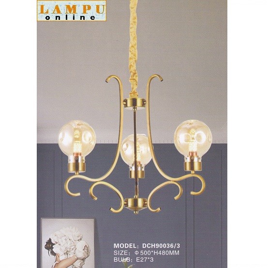 lampu gantung modern minimalis kaca bulat DCH-90036-3