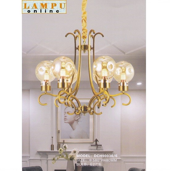 lampu gantung modern minimalis kaca bulat DCH-90036-6