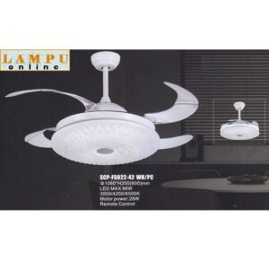 lampu kipas ceiling fan modern minimalis SCP-F5022-42-WH-PC