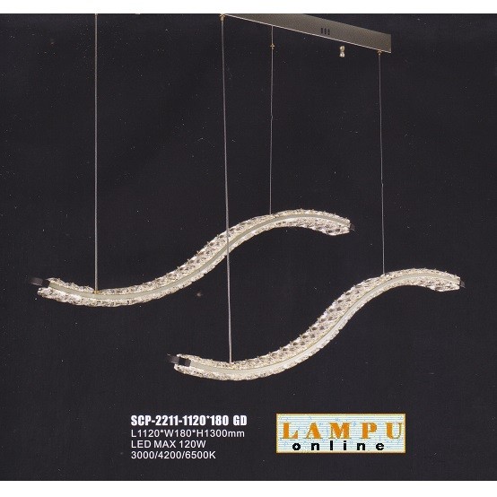 lampu gantung kristal panjang modern SCP-2211-1120-180-GD