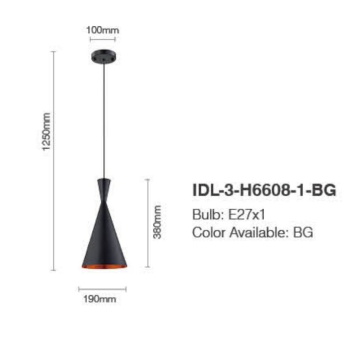 lampu gantung industrial lamp holder IDL-3-H6608-1-BG - Image 2